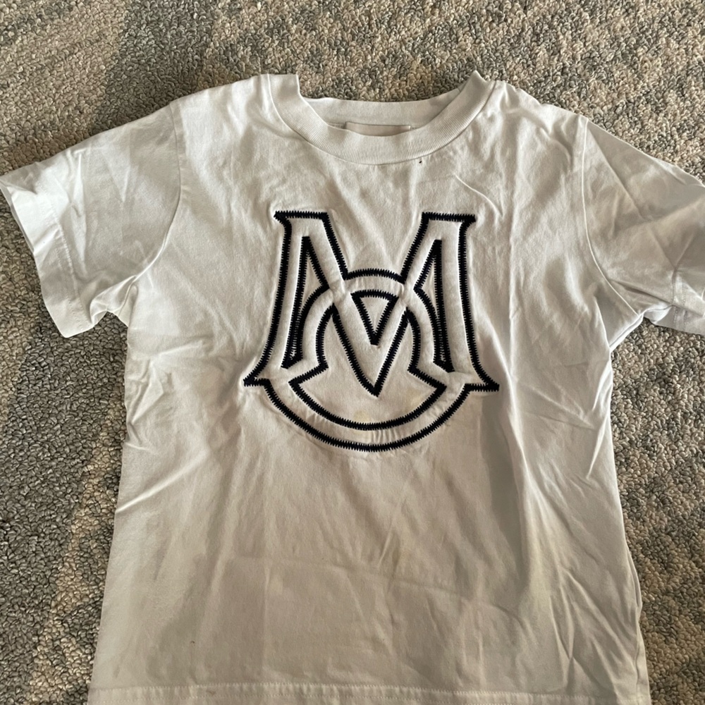 Moncler White T-Shirt with Black Embroidered Logo